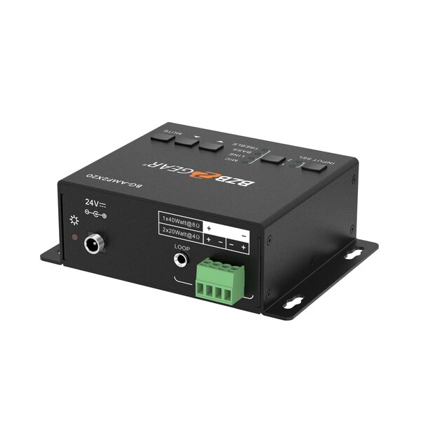 Bzbgear 2-Channel 40W 4/8 Ohms Stereo/Mono Audio Amplifier - BG-AMP2X20