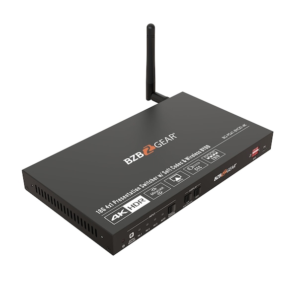 Bzbgear 4-Port 4K UHD Conference Room Wireless Presentation Switcher with HDMI/USB-C/Soft Codec - BG-PS41-BYOD-4K