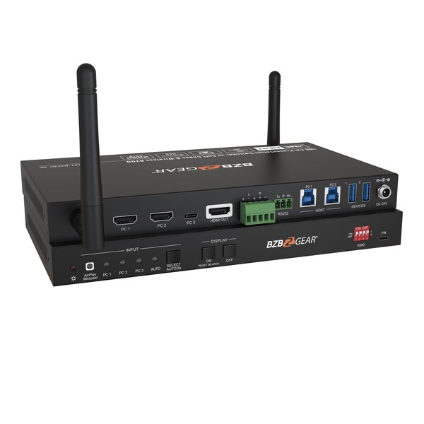 Bzbgear 4-Port 4K UHD Conference Room Wireless Presentation Switcher with HDMI/USB-C/Soft Codec - BG-PS41-BYOD-4K