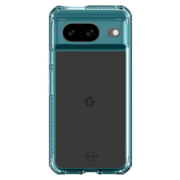 Itskins Hybrid_r Clear Case For Google Pixel 8, Light Blue And Transparent - GGRI-HBMKC-LBTR