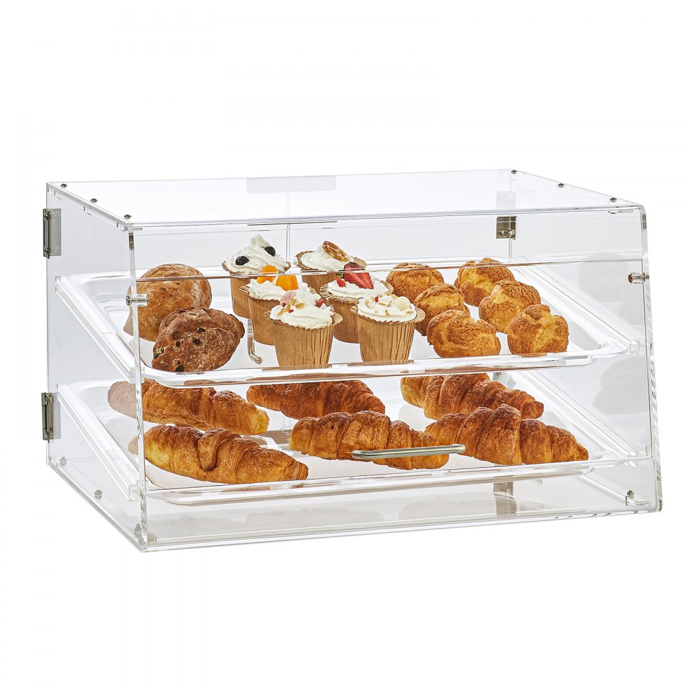 VEVOR Pastry Display Case, 2-Tier Commercial Countertop Bakery Display Case, Acrylic Display Box with Rear Door Access & Removable Shelves, Keep Fresh for Donut Bagels Cake Cookie, 20.7"x13.2"x11.9" - YKLMBZSJYKL2YEFSCV0