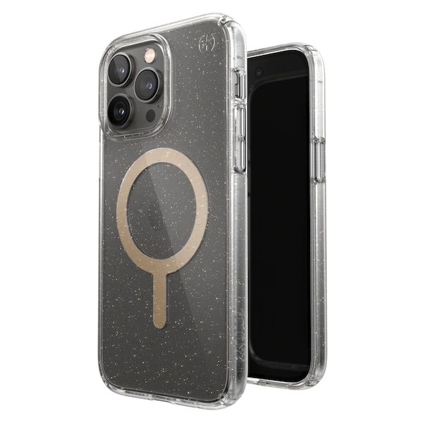 Speck Presidio Perfect Clear Magsafe Case For Apple Iphone 14 Pro Max, Gold Glitter - 150092-9221