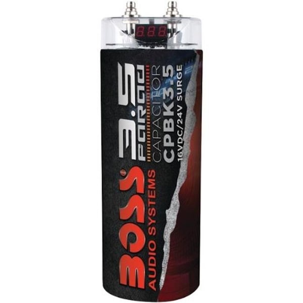 Boss Boss 3.5 Farad Capacitor; Digital Voltage Meter - Black - CPBK3.5 - CPBK3.5