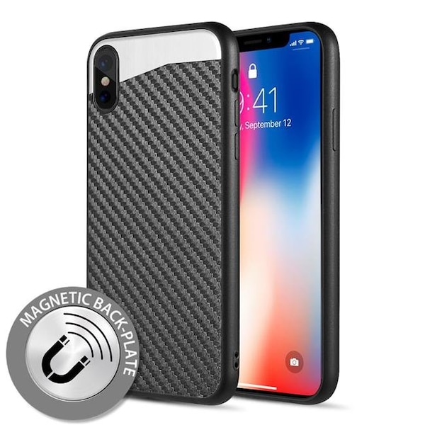 Dream Wireless Dream Wireless FTCIP65-CBMT-BK The Carbon Metallic Fusion Candy Case TPU with Carbon Fiber Finish for iPhone XS Max - Black - FTCIP65-CBMT-BK