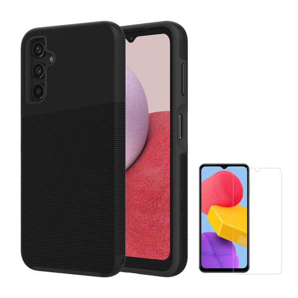 Axessorize PROTech Case and Glass Screen Protector for Samsung Galaxy A14 5G, Black - PSAMR3040
