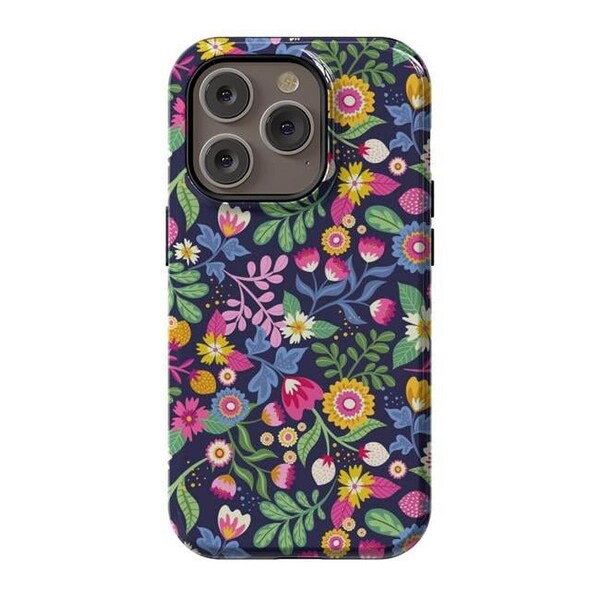 Artscase StrongFit Designer Cases for iPhone 14 Pro, Orange - Bright Flowers - AC-02219080