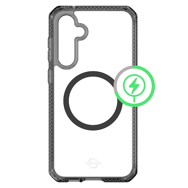 Itskins Hybrid_r Clear Magsafe Case For Samsung Galaxy S23 Fe, Black - SG3F-HMACR-SMOK