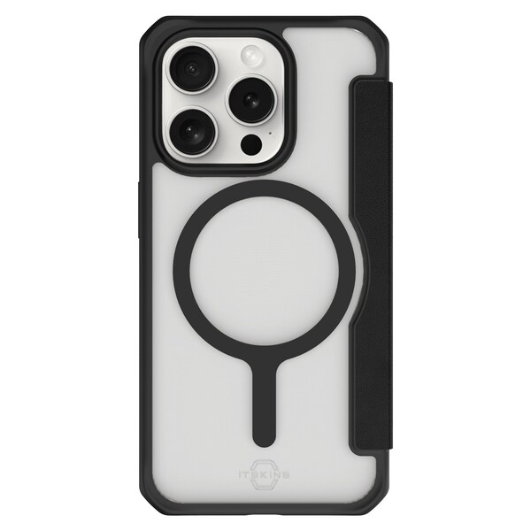 Itskins Hybrid r Folio Magsafe Case For Apple Iphone 15 Pro Max, Black - AP5U-HYFMA-BKRL