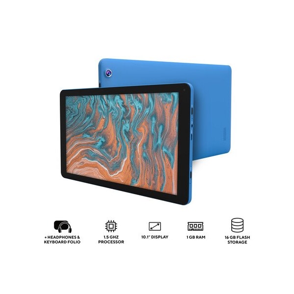 Core Innovations 10.1in Quad-Core Tablet with Headphones + Keyboard Folio Blue - CTB1016GBU