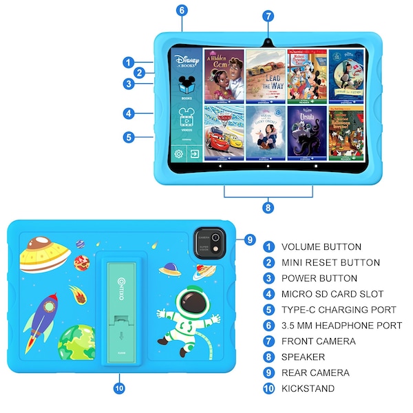 Contixo K103B 10-Inch Kids 64GB HD Tablet, Blue - K103B-BLUE