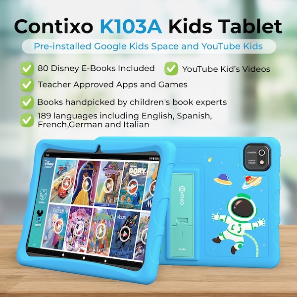 Contixo 10-Inch Kids 64GB HD Tablet - K103-A BLUE