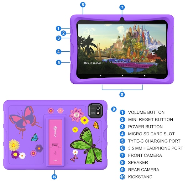 Contixo K103B 10-Inch Kids 64GB HD Tablet, Purple - K103B-PURPLE