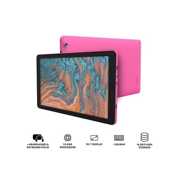 Core Innovations 10.1in Quad-Core Tablet with Headphones + Keyboard Folio Pink - CTB1016GPN