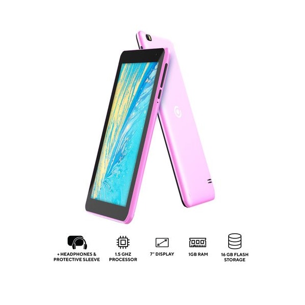 Core Innovations 7in Quad-Core Tablet with Headphones + Tablet Sleeve Pink - CRTB7001PN