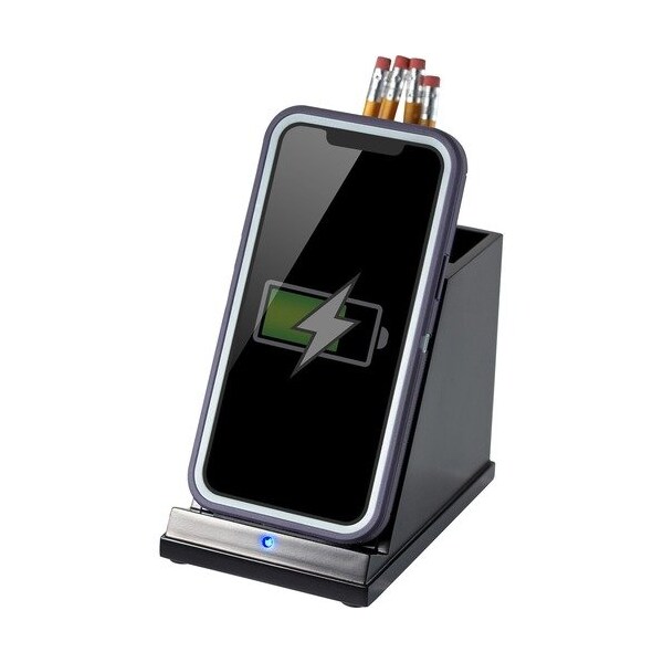 Victor Technology Phone Charger, w/Pencil Cup, Wireless, 4.6inx5.4inx3.7in, BK - VCTCS100