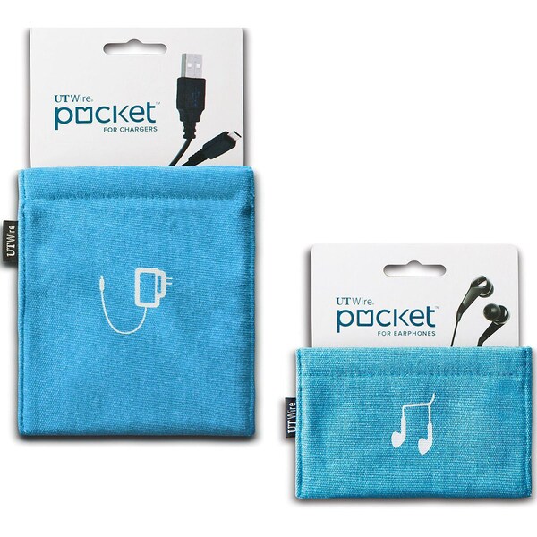 Electriduct UT Wire Pocket Earbud Charger Case Pouch- Blue - UTW-PK02-BL-2PK