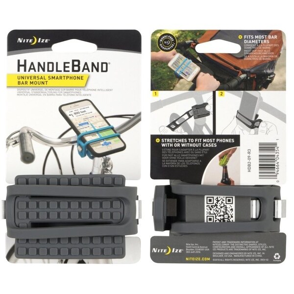 Nite Ize HandleBand Smart Phone-Mount, Silicone, Charcoal, Bar Mounting - HDB2-09-R3
