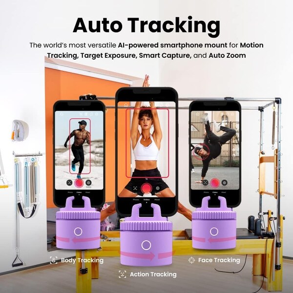 Pivo Pod Lite Auto Face Tracking Phone Holder, 360 deg. Rotation, Handsfree Video Recording - Purple - PV-P1L03