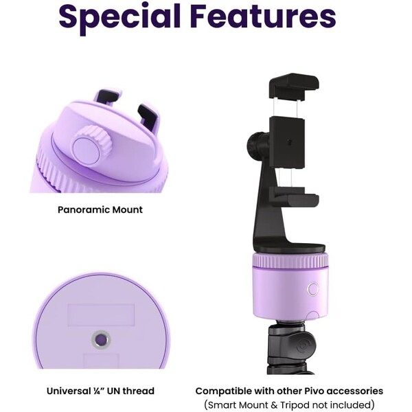 Pivo Pod Lite Auto Face Tracking Phone Holder, 360 deg. Rotation, Handsfree Video Recording - Purple - PV-P1L03