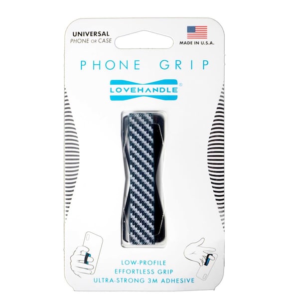 Upgrade Black & Gray Carbon Fiber Phone Grip for All Mobile Devices - UP3301444