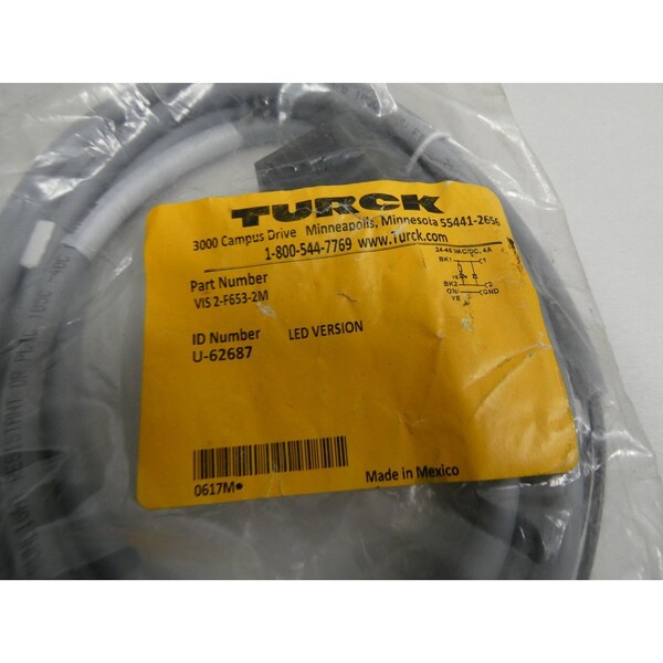 DESCONEXIÓN RÁPIDA DE TURCK 24-48V-CA 24-48V-CC CABLE DE CORDÓN - VIS 2-F653-2M