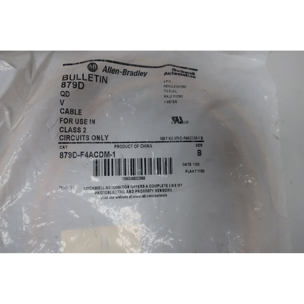 Cable de Cordset Allen Bradley 4P Hembra Micro a dos Macho Micro Qd de 1M - 879D-F4ACDM-1