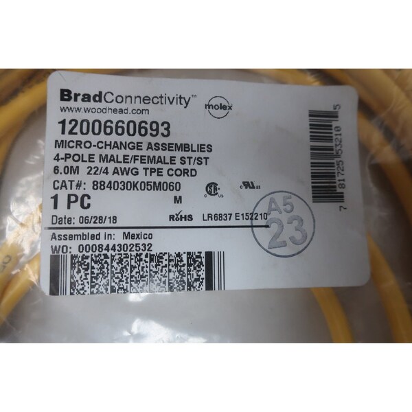 Brad Harrison Micro-Change 4P M/F St/St 6M Cordset Cable - 1200660693 884030K05M060