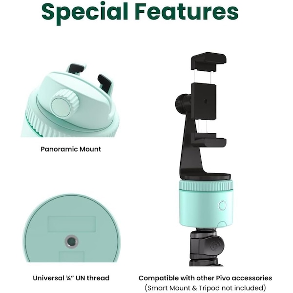 Pivo Pod Lite Auto Face Tracking Phone Holder, 360 deg. Rotation, Handsfree Video Recording - Green - PV-P1L05