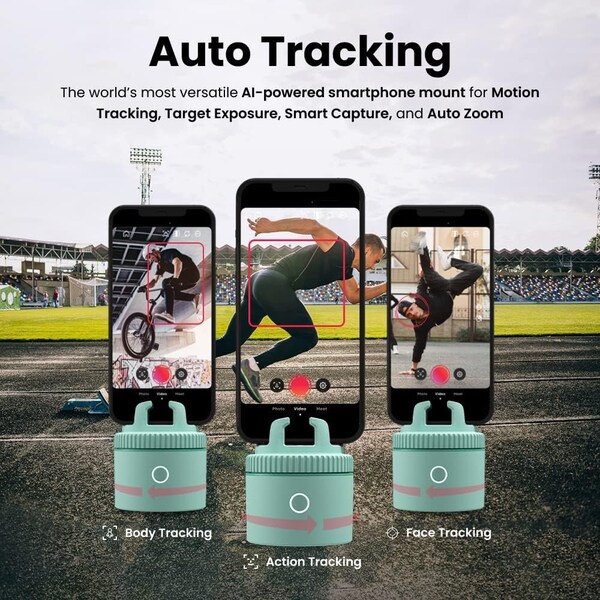 Pivo Pod Lite Auto Face Tracking Phone Holder, 360 deg. Rotation, Handsfree Video Recording - Green - PV-P1L05