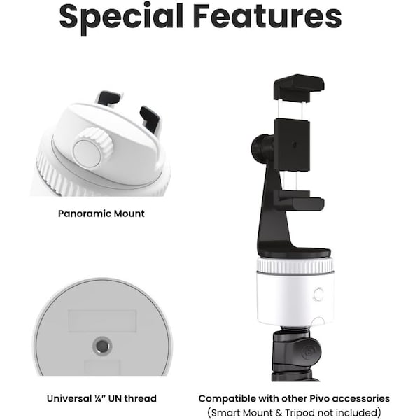 Pivo Pod Lite Auto Face Tracking Phone Holder, 360 deg. Rotation, Handsfree Video Recording - White - PV-P1L04