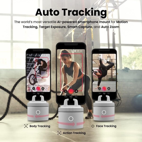 Pivo Pod Lite Auto Face Tracking Phone Holder, 360 deg. Rotation, Handsfree Video Recording - White - PV-P1L04