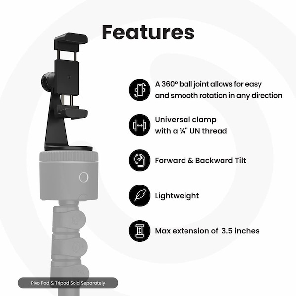 Pivo Smart Mount Adjustable 360 deg. Vertical and Horizontal Smartphone Aluminum Holder Stand - SM