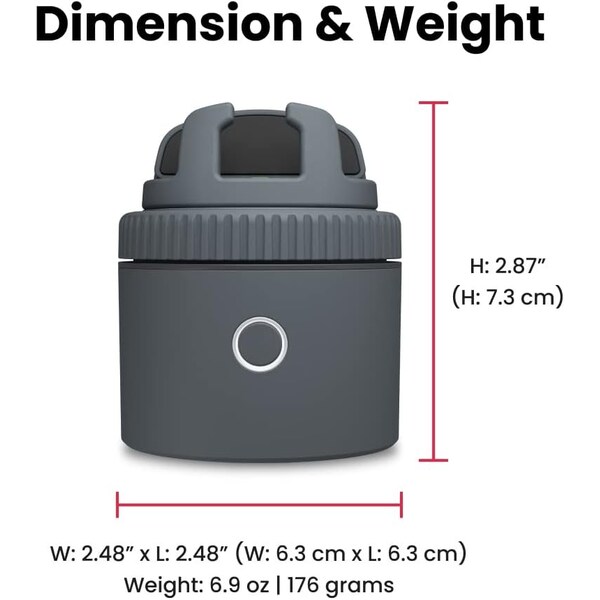Pivo Pod Lite Fitness Tracking Phone Holder, Auto 360 deg. Rotation, Handsfree Video Recording - Gray - PV-P1L06