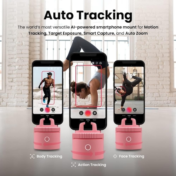 Pivo Pod Lite Auto Face Tracking Phone Holder, 360 deg. Rotation, Handsfree Video Recording - Pink - PV-P1L01
