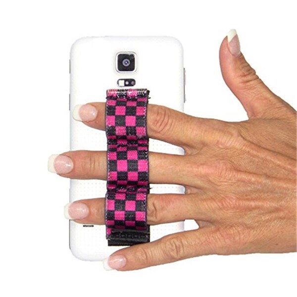 Livewire 3-Loop Grip For Oversized Phones - Fits Most Black & Pink Checkers - LI367071
