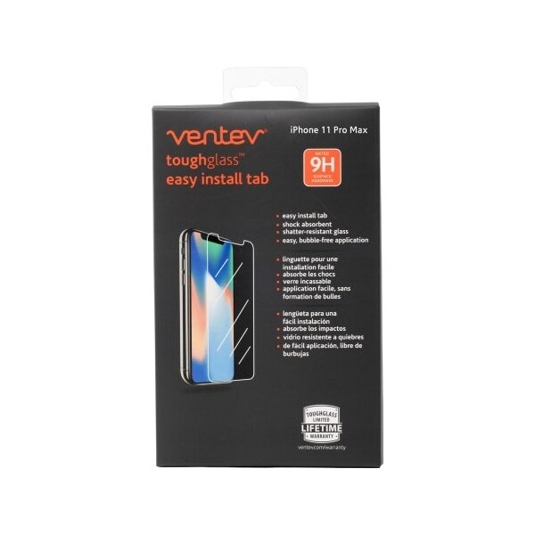 Ventev Toughglass Easy Install Tab Tempered Glass Screen Protector For Apple Iphone 11Pro Max/Xs Max, Clear - TGPHXMEZVNV