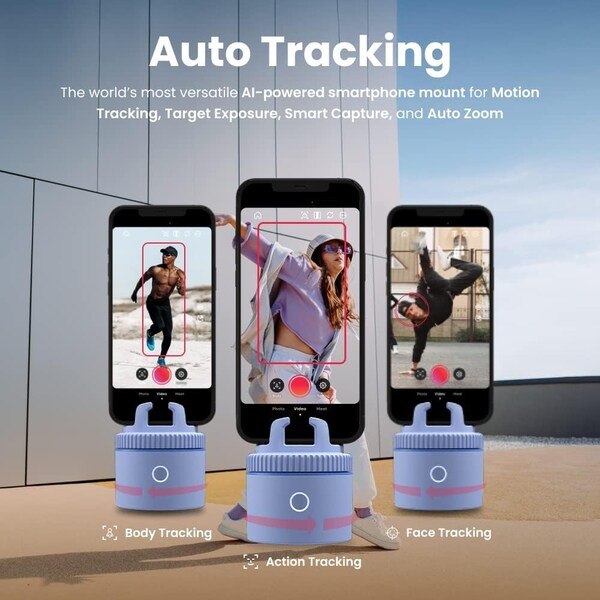 Pivo Pod Lite Auto Face Tracking Phone Holder, 360 deg. Rotation, Handsfree Video Recording - Blue - PV-P1L02