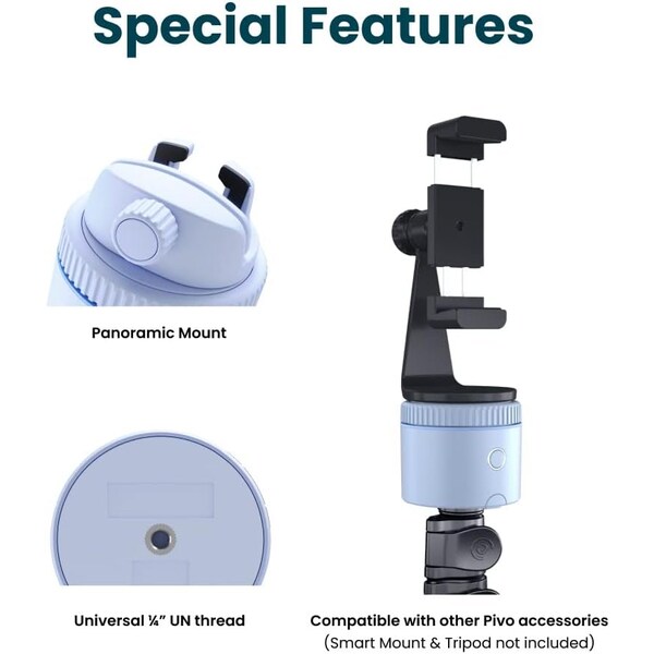 Pivo Pod Lite Auto Face Tracking Phone Holder, 360 deg. Rotation, Handsfree Video Recording - Blue - PV-P1L02
