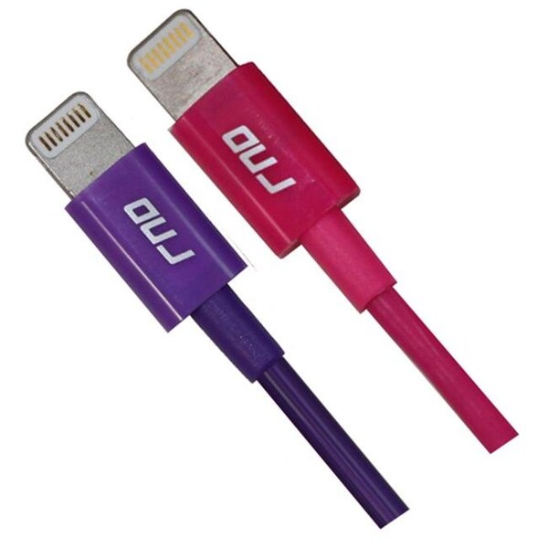 Rnd Accessories RND Accessories 2X Apple Certified Lightning To USB Cable 1.5 ft. Data Sync And Charge 8-Pin Cable - Purple & Pink; Set of 2 - RND-ADS-HM-2X-PP