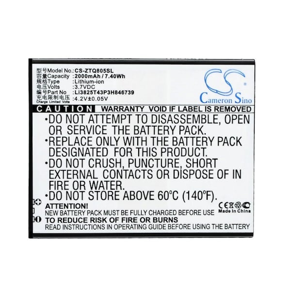 Bsc Preferred ZTE Q805T Mobile Phone Replacement Battery - CS-ZTQ805SL