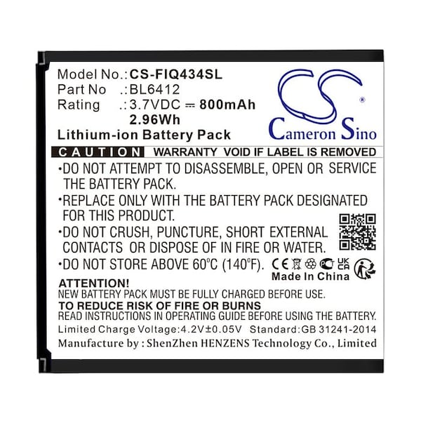 Bsc Preferred FLY Era Nano 5 IQ434 Mobile Phone Replacement Battery - CS-FIQ434SL