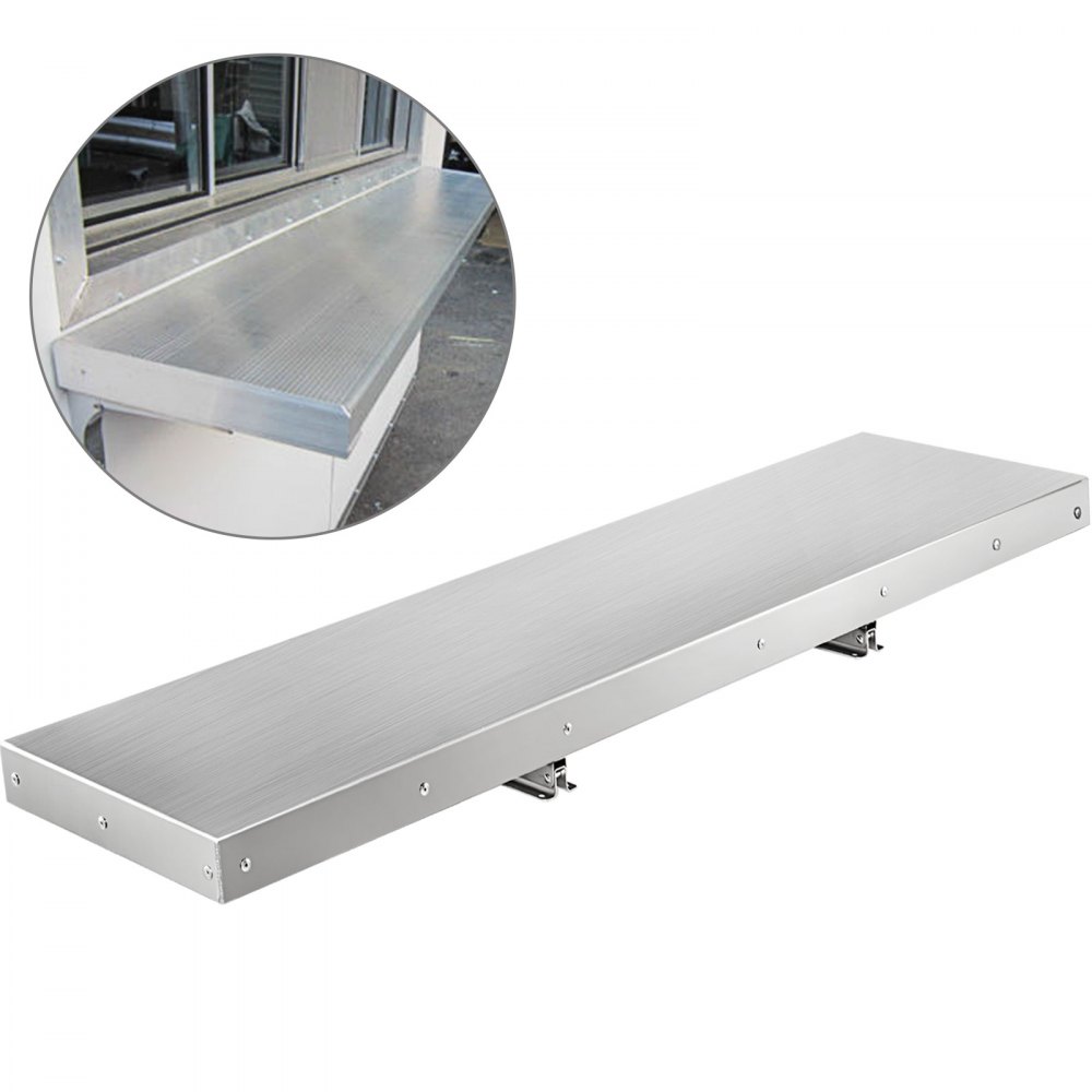 VEVOR Concession Shelf 48L x 12W Inch Stainless Steel Drop Down Folding Serving Food Shelf Stand Serving for Concession Trailer Serving Window - TJCCCKJ48X12YC001V0
