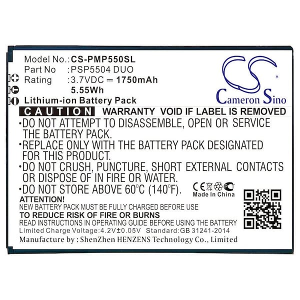 Bsc Preferred Prestigio MultiPhone 5504 DUO Mobile Phone Replacement Battery - CS-PMP550SL