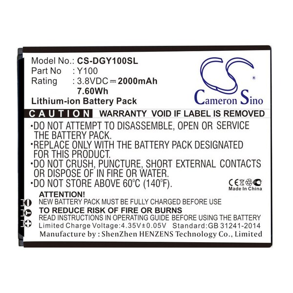 Bsc Preferred Doogee Valencia 2 Y100 Y100 Pro Mobile Phone Replacement Battery - CS-DGY100SL