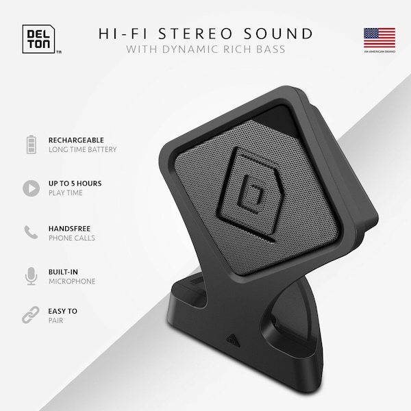 Delton Portable Wireless Speaker, with Loud Stereo Sound, For Desktop Computers, Laptops, & Tablets - DLSPKR-BK