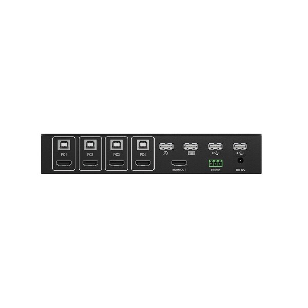 Bzbgear 4x1 1080P FHD HDMI MultiViewer with KVM USB2.0 Ports with Support up to 4 Computers - BG-MKVM41R