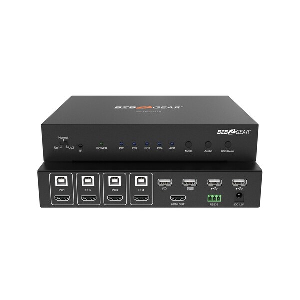 Bzbgear 4x1 1080P FHD HDMI MultiViewer with KVM USB2.0 Ports with Support up to 4 Computers - BG-MKVM41R
