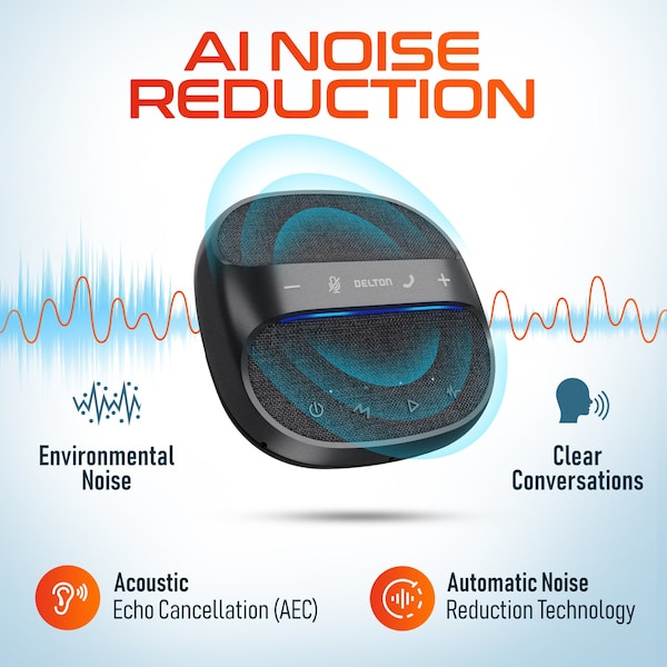 Delton C4700 Wireless Conference Speaker AI Noise Reduction Mic Auto Pair USB 360 Degree Audio Sound AEC - DSC4700-WR
