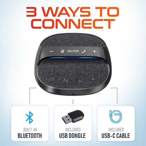 Delton C4700 Wireless Conference Speaker AI Noise Reduction Mic Auto Pair USB 360 Degree Audio Sound AEC - DSC4700-WR