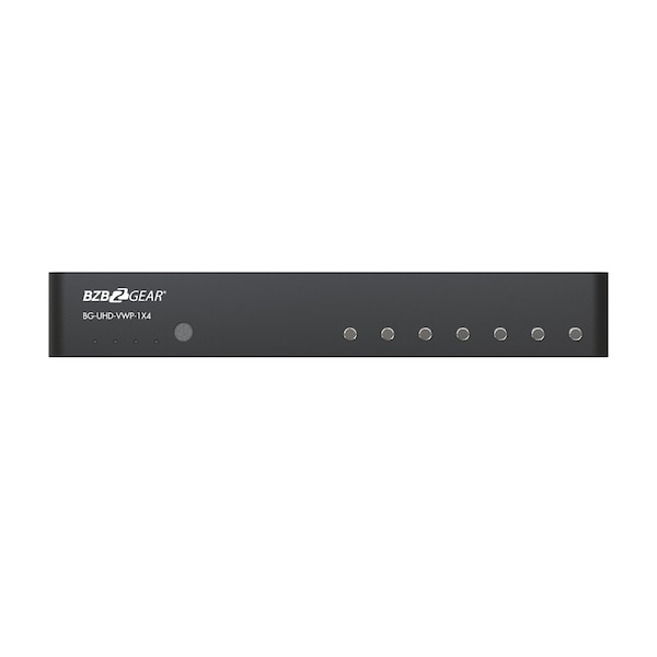 Bzbgear 4-Port 4K UHD Video Wall processor with Scaler, Audio and 1X3/1X4/2X2/4X1 Layout - BG-UHD-VWP-1X4
